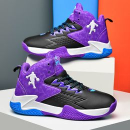 Purple Children Brand Sneakers Hot Selling Anti-slip Kids Professional Training Shoes Breathable Mesh Boys Basketball Shoes