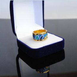 Sea blue heart series rings 18K gold-plated enamel rings Top production ring for women designer Jewellery Mother's Day Gift217q