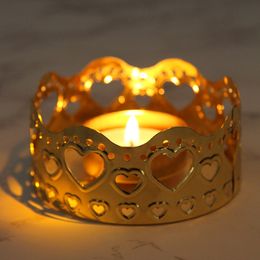 2023 crown candle holder hollow leaf candlestick wedding candle holders wholesale candle candlestick metal table cup metal candle jars