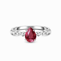 Japan and South Korea S925 sterling silver ruby micro-zircon ring female minority design sense simple exquisite jewelry