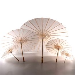 50Pcs Bridal Wedding Parasols White Paper Umbrellas Beauty Items Chinese Mini Craft Umbrella Diameter 20/30/40/60/84cm