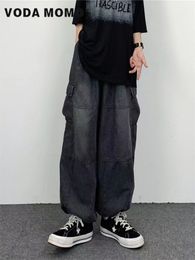 Mens Jeans Autumn Harajuku Fashion retro High Street hiphop Pants Straight Wide Leg Women Casual Loose Big Pockets Cargo 230725