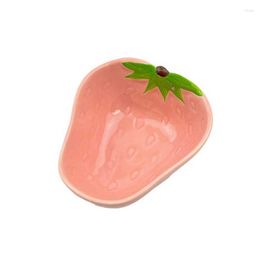 Plates Ceramic Pink Strawberry Flavor Dish Cute Fruit Vinegar Soy Sauce Dishes Pot Garlic Plate Dipping Bowl Cold Vegetable