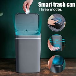 Waste Bins 12-16L Smart Trash Can Automatic Sensor Dustbin Electric Waste Bin Waterproof Wastebasket For Kitchen Bathroom Recycling Trash 230724