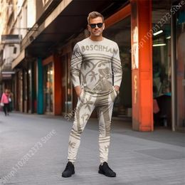 Men's Tracksuits 2023 Tracksuit Men Fashion Street Casual Long Sleeve T-shirt Pants Set Clothes For 3D Retro Print Sports Clothing