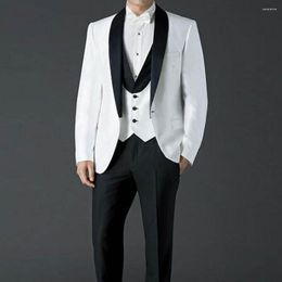 Men's Suits Elegant For Men Fashion Shawl Lapel One Button Male Blazer Wedding Groom Party Dinner Tuxedo Suit Slim Fit Casual 3 Piece