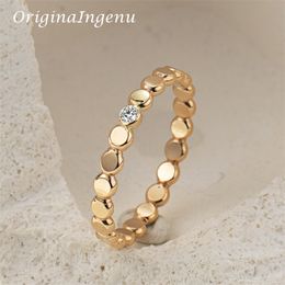 Wedding Rings 14K Gold Plated Zircon Ring Personalized Handmade Band Ring Minimalism Jewelry Waterproof Jewelry Bohemian Women's Ring 230725