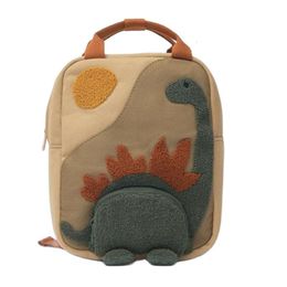 Backpacks Baby backpack 2-6Y embroidered sun small dinosaur backpack hook hair embroidered cartoon canvas kindergarten children's backpack 230720