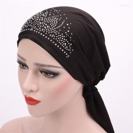 Scarves High Quality Muslim Hats With Rhinestones Pull On Islamic Scarf Turban Hijab Elastic Band