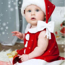 Clothing Sets Infant Christmas 2PCS Clothes Set Girls And Boys Cute Red Coral Fleece Sleeveless Vest Cap 0-3 Years 2023 Arrival