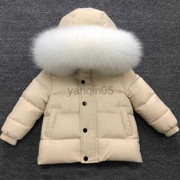 Down Coat New winter thick children's boys and girls' white duck down jacket Really large fur collar detachable - 25 degree warm coat 2-12 HKD230725