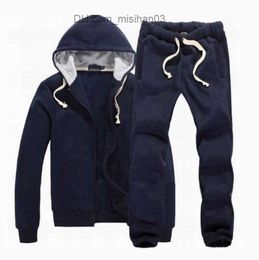 Men's Tracksuits New Men Tracksuit Winter Hood Jacket+Pants Sweatshirts 2 Piece Set Hoodies Sporting Suit Sports Coat Sportswear Z230726