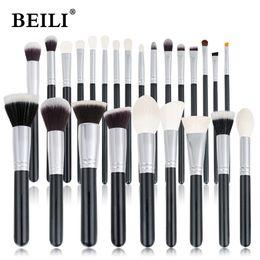 Makeup Tools BEILI Black 15-25 pcs Makeup Brushes Set Goat Synthetic Hair Foundation Powder Blush Blending Eyebrow Eyeshadow Make up Brush 230724