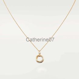 Pendant Necklaces Classic Design Cubic Zirconia Triple Trinity Necklace Pendant Women Girls 316L Titanium Steel Wedding Designer Jewellery Collares Col J230725