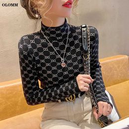 Women's Sweaters Womens stretch turtleneck sweater keeps warm O letter ribbed knitted pullover Y2k new fashion punk top for autumn and winter202 L230725