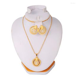 Necklace Earrings Set Small Dubai Necklace/Earrings/Pendant Jewellery For Women/Girls/Kids Ethiopian Fashion Metal Russia Gifts