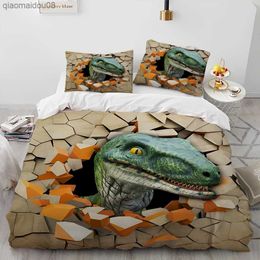 3D Cartoon Dinosaur Illusion Comforter Bedding Set Duvet Cover Bed Set Quilt Cover case Queen Bedding Set for Child Gift L230704