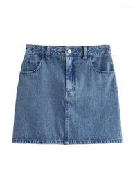 Skirts Girls Casual Summer Blue Short Straight Cool Lady High Wasit Denim Mango Skirt Female Back Pocket Fladas Femme