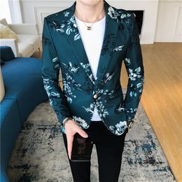 Men's Suits Blazers Cashew Flowers Printed Luxury Blazers Men Slim Fit Silver Stage Costumes For Singers Mens Fashionable Jackets Unusual 230724