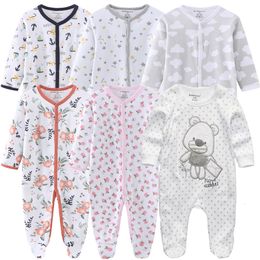 Rompers 0 12Months Baby born Girls Boys 100 Cotton Clothes of Long Sheeve 1 2 3Piece Infant Clothing Pajamas Overalls 230724