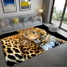 Carpets 3D Leopard Print Carpet for Living Room Anti-slip Bedroom Bedside Area Rug Large Size Soft Entrance Door Mat Home Decoration R230725