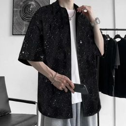 Men's Casual Shirts Printed Star Men Loose Fashion Trendy Retro Harajuku Shorts Sleeve Streetwear Korean Hip Hop