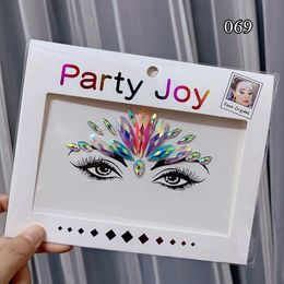 Sparkly Shiny 3D Diamond Rhinestones Face Tattoo Sticker Makeup Eyebrow Sticker Face Jewellery Self Adhesive Party Facial Jewellery