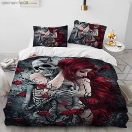 3D Horror Gothic Female Skull Dead Girl Comforter Bedding Set Duvet Cover Bed Set Quilt Cover case Queen Size Bedding Set L230704