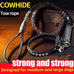 Heavy and Duty Large Dog Leash Genuine Leather Braided Dog Training Leash for Shepherd Bulldog Labrador Gold Retriever Pet Leads L230620