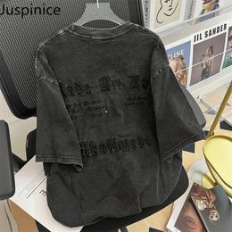 Men's T-Shirts Junice Vintage T-shirt O-Neck Letter Printed Short Sleeve Casual T-shirt American Street Style Cotton Couple T-shirt Y2K Clothing 230724