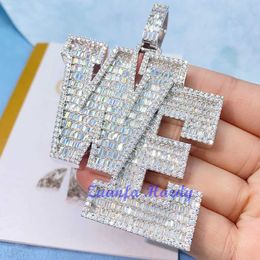 Luxury Hiphop Style Iced Out Jewelry Vvs Moissanite Diamonds Custom Necklace Pendant Initial Charm 925 Silver Custom Pendant