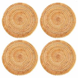 Storage Bags 4 Pcs Rattan Trivets For Dishes-Insulated Pads Durable Pot Holder Table Heat Resistant Mats Kitchen