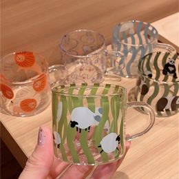 Tumblers Cute Panda Mini 100ML Tea Cup High Borosilicate Glass Mug with Temperature Resistance for Cold and Drinks Teacups Gift 230725