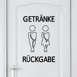 Wall Stickers Getrankeruckgabe Decals German WC Toilet Entrance Sign Door Sticker For Public Place Home Decoration Creative Pattern Decal