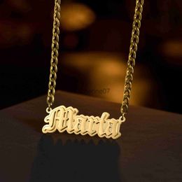 Pendant Necklaces Atoztide New Double Layers Custom Name Necklaces Stainless Steel 4mm NK Cuban Thick Chain Pendant for Men Birthday Jewellery Gift J230809