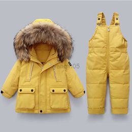 Down Coat Winter -30C Children Clothing Sets Duck Down Jackets Jumpsuit 2023 Kids Snowsuit for Baby Boy Toddler Girls Warm Overalls Coat HKD230725