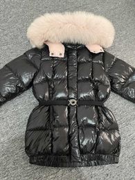 Down Coat 2022 Winter Down Jacket For Girls Big Fur Collar Mid-Length Fashion Kids Warm Hooded Coat Children's Solid Overcoat HKD230725