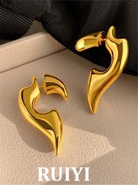 Stud Brass Metal Geometric Irregular Large Stud Earrings Gold Women's Jewellery Minimalism Fashion 230725