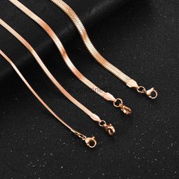 Pendant Necklaces Rose Gold Color Plated Blade Chain Necklace Stainless Steel High Quality Men's Women's Choker Jewelry Accessories Gift 2/3/4/5mm J230725