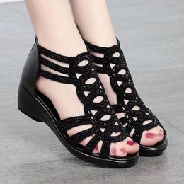 Summer Roman Women's 2024 Leather Soft Soled Sandals Mother Shoes Fashion Wear Women Wedge 85 976 5