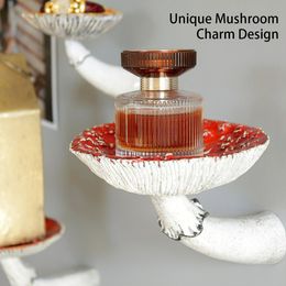 Decorative Objects Figurines Pack of 3 Mushroom Hanging Shelf Resin Wall Mounted Small Decor Keys Holer Ornaments Rack Living Room Holidays Crafts 230725