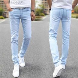 Men's Jeans Men's Jeans Denim Slim Fit Men Pants Stretch Light Blue Trousers High Quality Casual Fashion Cow Boy Male1 L230725