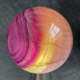 Decorative Figurines 397g Natural Stone Fluorite Rock Polished Crystal Ball Quartz Sphere Feng Shui 2023 Decoration Gift Reiki Healing