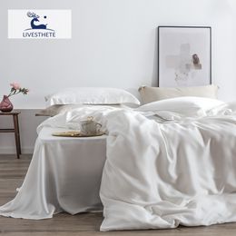 Bedding sets LivEsthete Top Grade 100% Silk White Set For Skin Care Bed Duvet Cover Pillowcase Queen King Great Sleep 230725