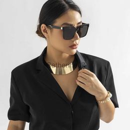 Pendant Necklaces Exaggerated Chunky Metal Wire Torques Choker Necklace Women Collar Punk Gold Colour Wide Smooth Chain Jewellery Bijoux Steampunk J230809