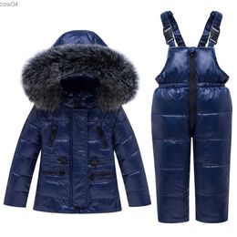Children Winter Down Jacket + Jumpsuit 2pcs Kids Toddler Girl Boy Clothes Set Pants Waterproof Warm Parka Baby Overalls XMP261 L230625