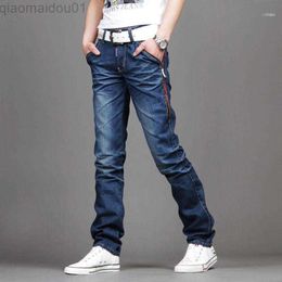 Men's Jeans Men's Jeans Casual Slim Fit Men Pant Personality Pockets Fashion Straight Plus Size 28~36/38 Hombre Pantnes1 L230725