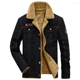 Men's Jackets Winter Jeans Jacket Lapel Lamb Fur Autumn Denim Inner Fleece Thickened Coat