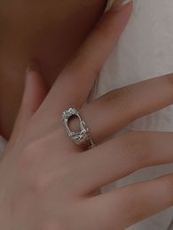 Hot selling in Europe and America S925 sterling silver versatile fashion niche design new irregular opening ring