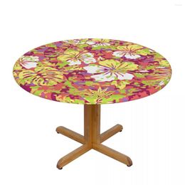 Table Cloth Round Cover For Dining Elastic Tablecloth Aloha Hawaiian Camouflage Pattern (1) Fitted House El Decoration